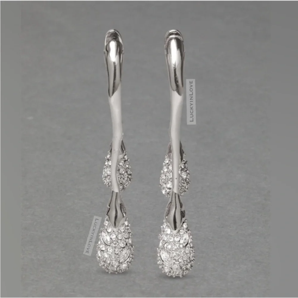 ALEXIS BITTAR • Solanales Crystal Front Back Double Drop Earrings - Silver - Picture 8 of 14